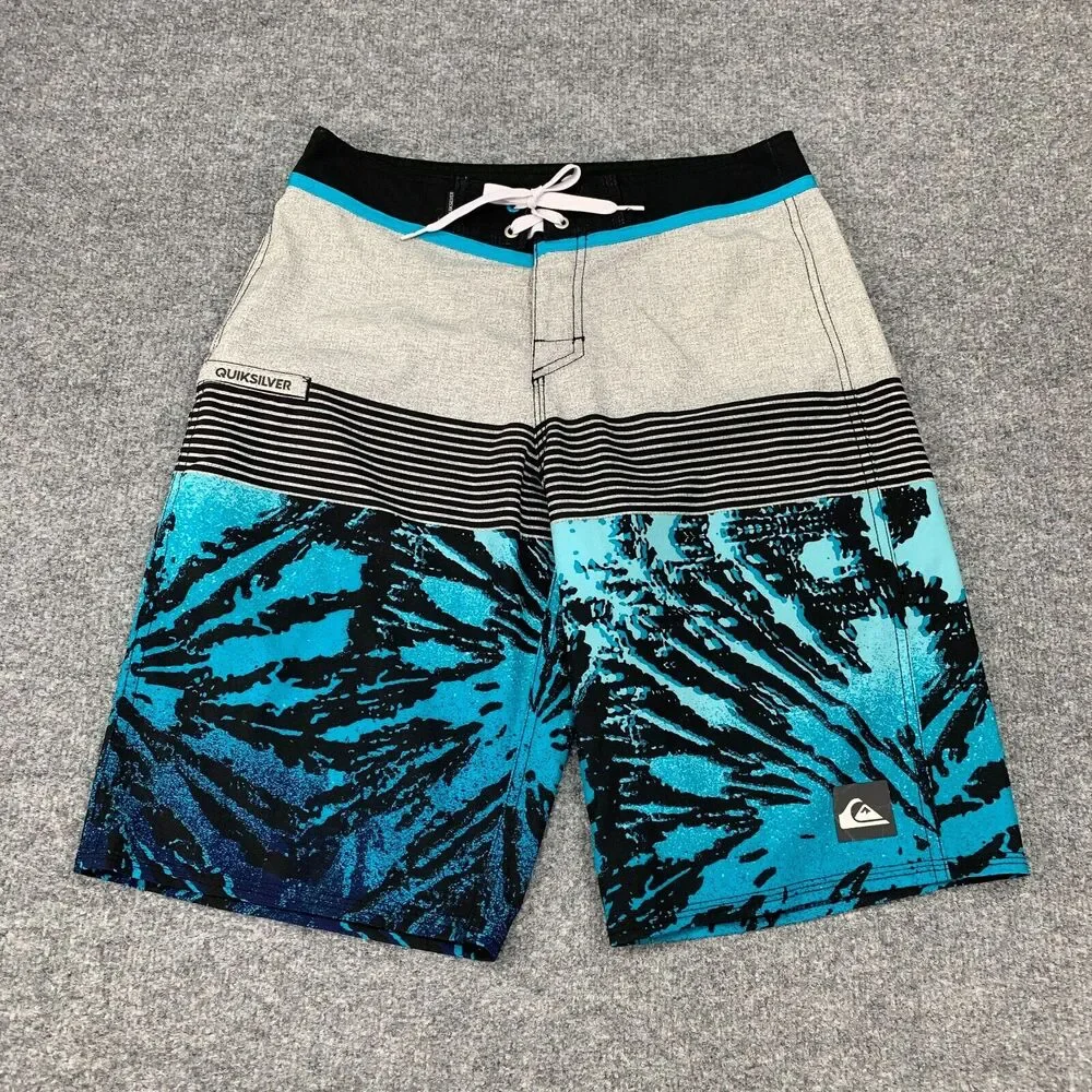 Quiksilver Board Shorts Mens 29 Patterned Drawstring Stretch Mid Rise Swim Wear